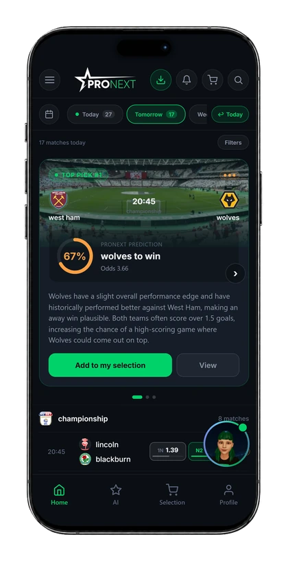Pantalla Top Picks del día de la app Pronext