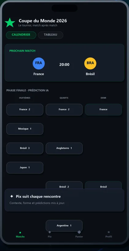 Pantalla Mundial 2026 de la app Pronext
